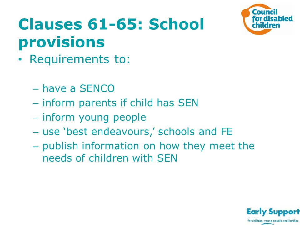 Clauses 61-65: School provisions