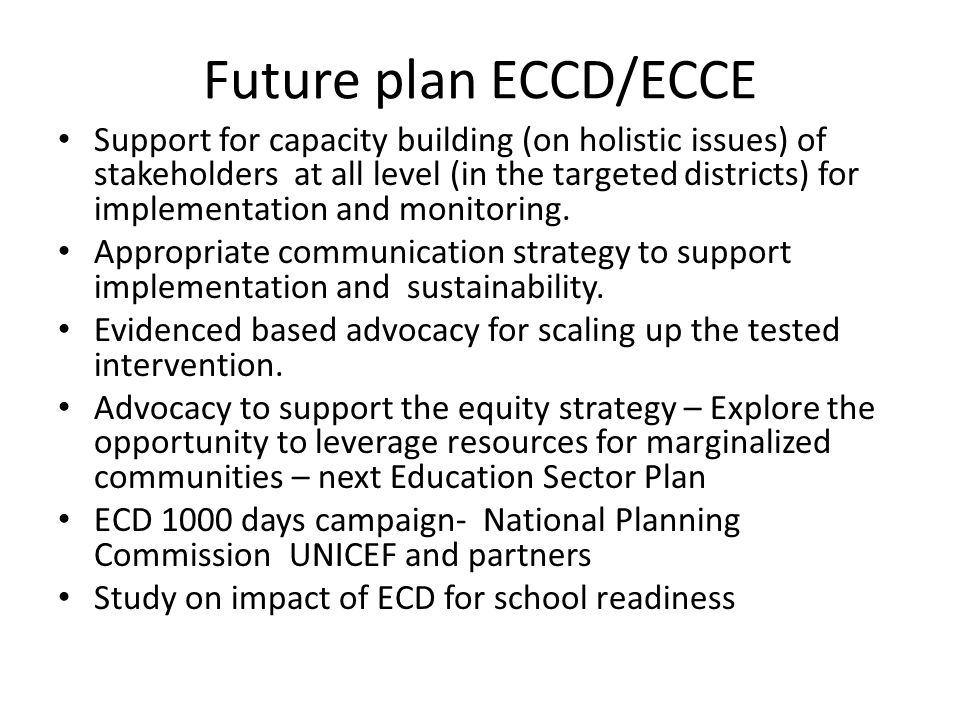Future plan ECCD/ECCE