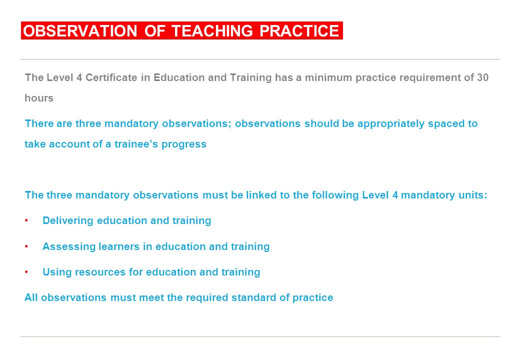Observation of teaching practice