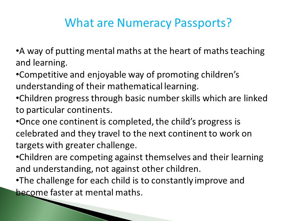 What are Numeracy Passports