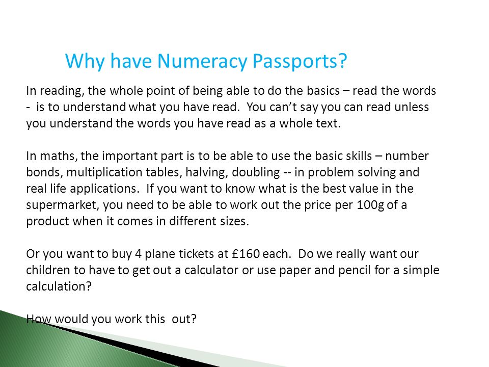 Why have Numeracy Passports