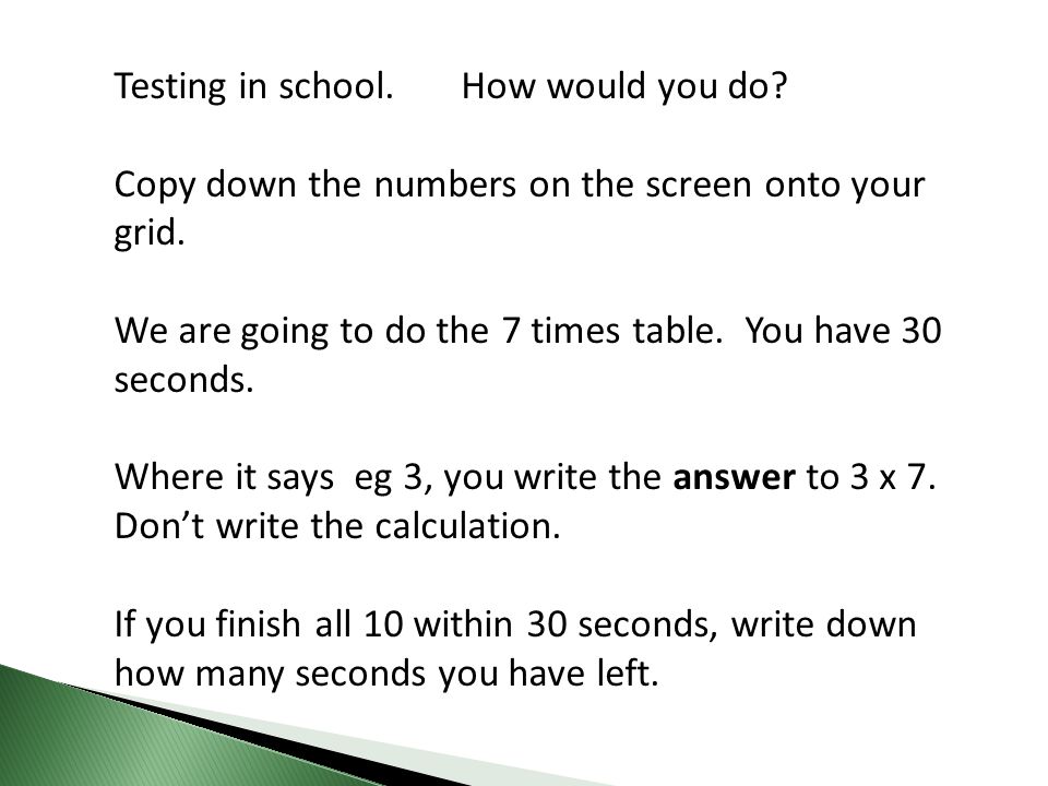 Testing in school. How would you do