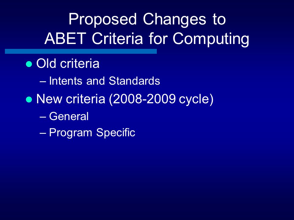 Proposed Changes to ABET Criteria for Computing