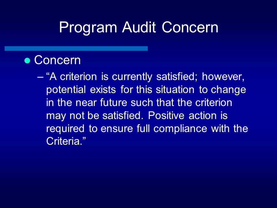 Program Audit Concern Concern