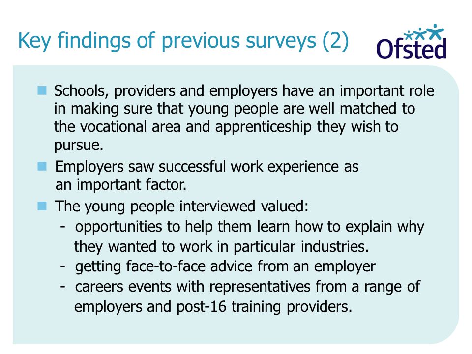 Key findings of previous surveys (2)