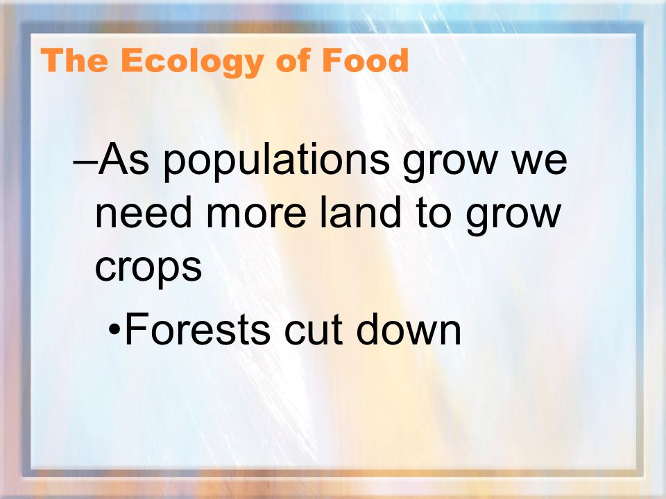 As populations grow we need more land to grow crops