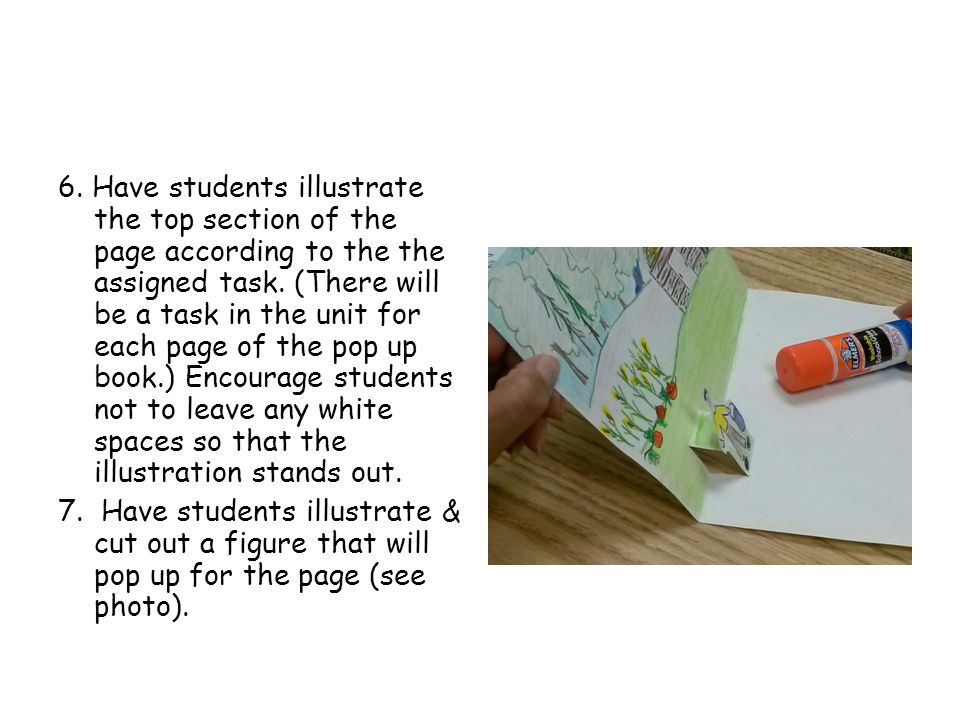 6. Have students illustrate the top section of the page according to the the assigned task.
