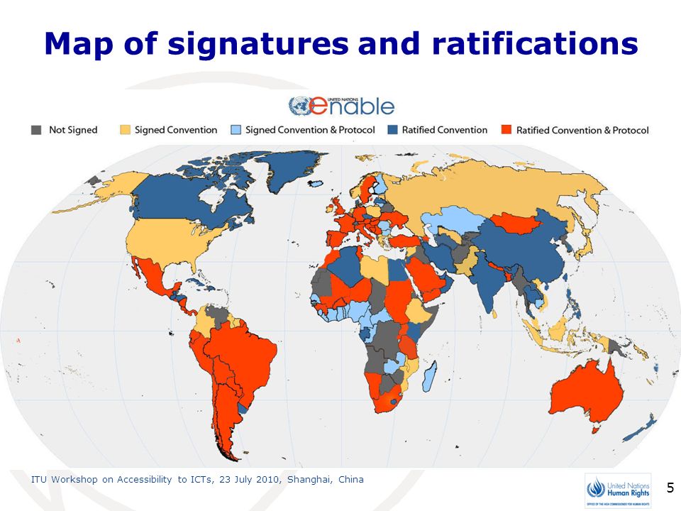 Map of signatures and ratifications