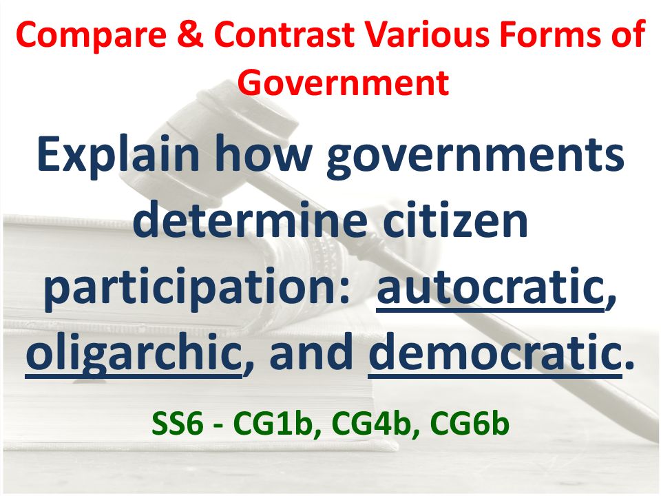 Compare & Contrast Various Forms of Government