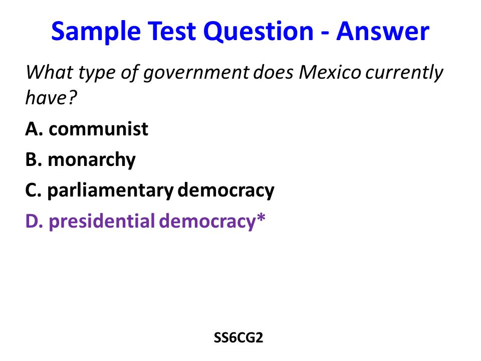 Sample Test Question - Answer
