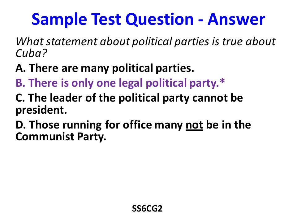 Sample Test Question - Answer