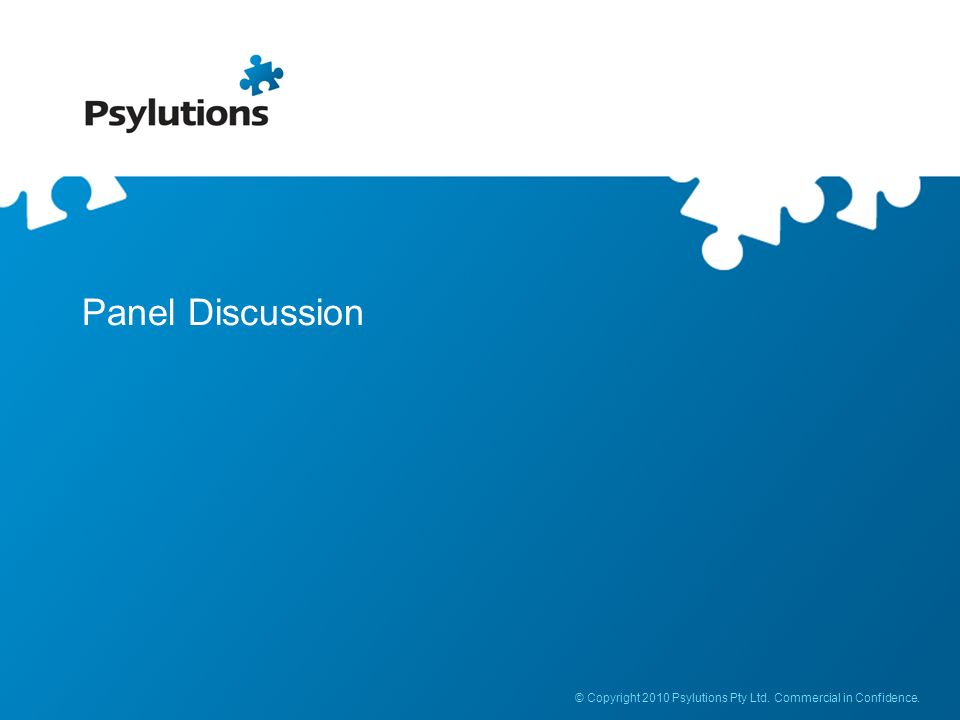 Panel Discussion © Copyright 2010 Psylutions Pty Ltd. Commercial in Confidence.