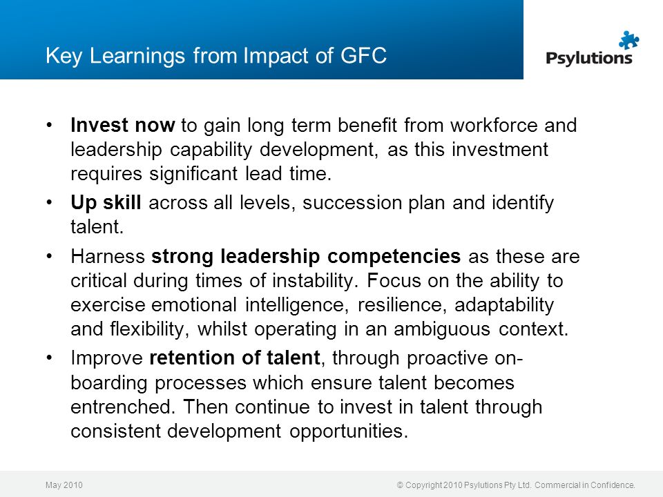 Key Learnings from Impact of GFC