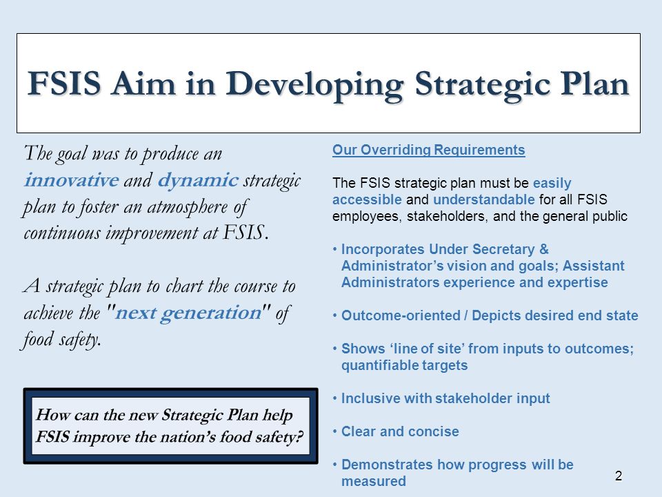FSIS Aim in Developing Strategic Plan