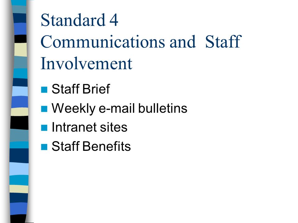 Standard 4 Communications and Staff Involvement