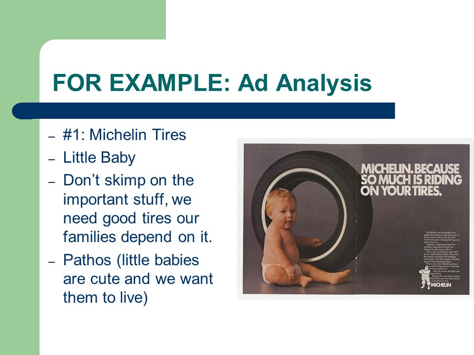 FOR EXAMPLE: Ad Analysis