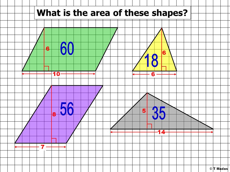 What is the area of these shapes