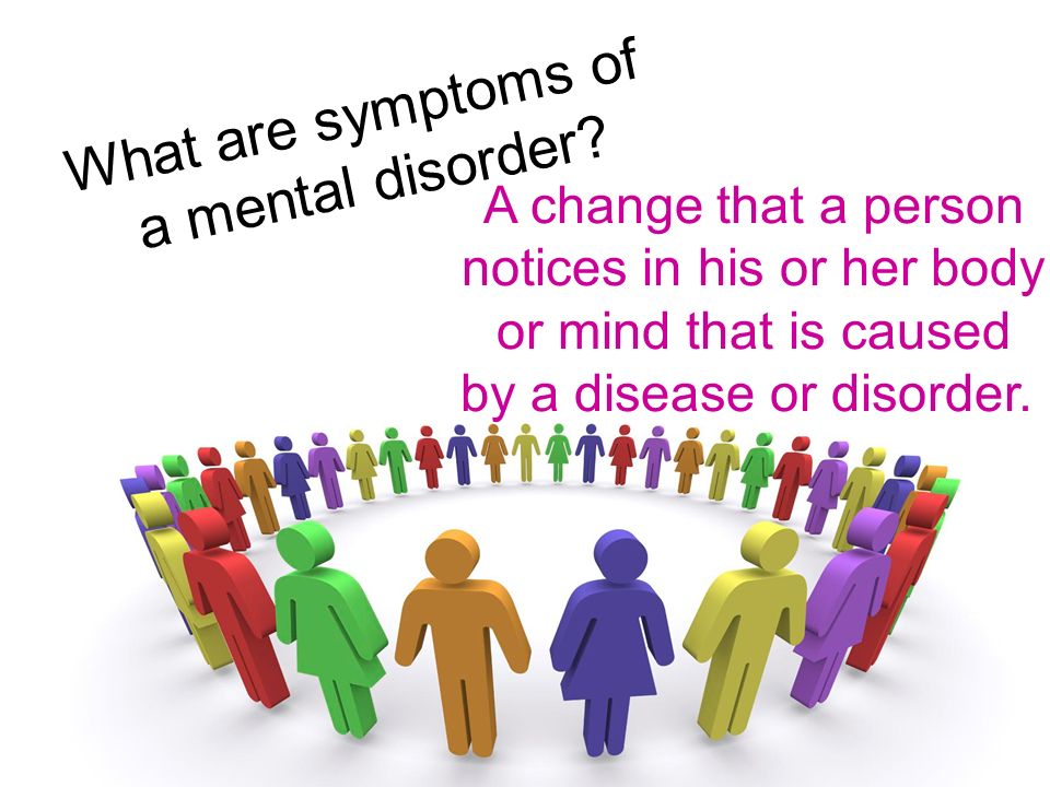 What are symptoms of a mental disorder A change that a person
