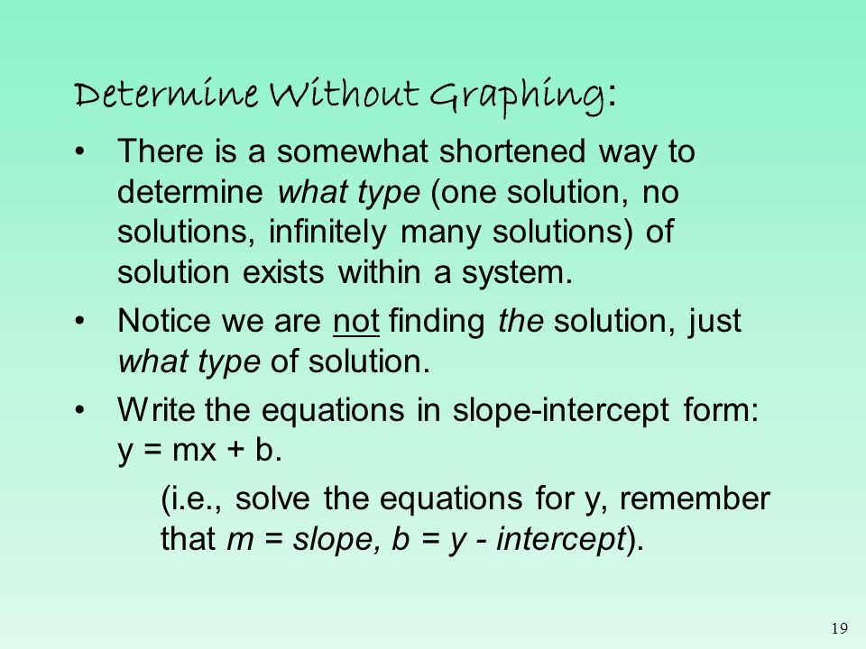 Determine Without Graphing: