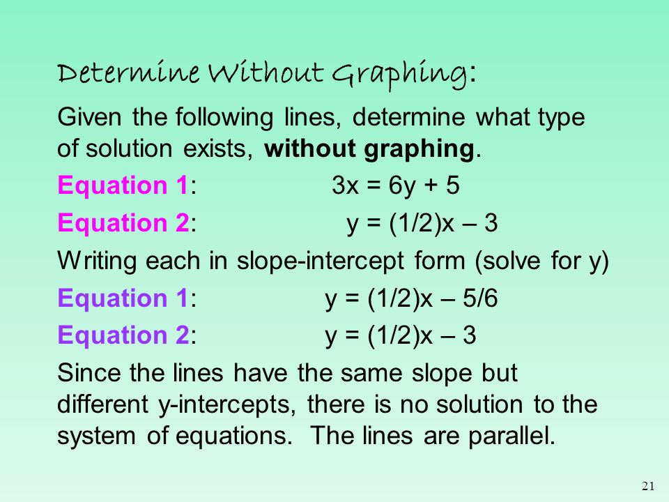 Determine Without Graphing: