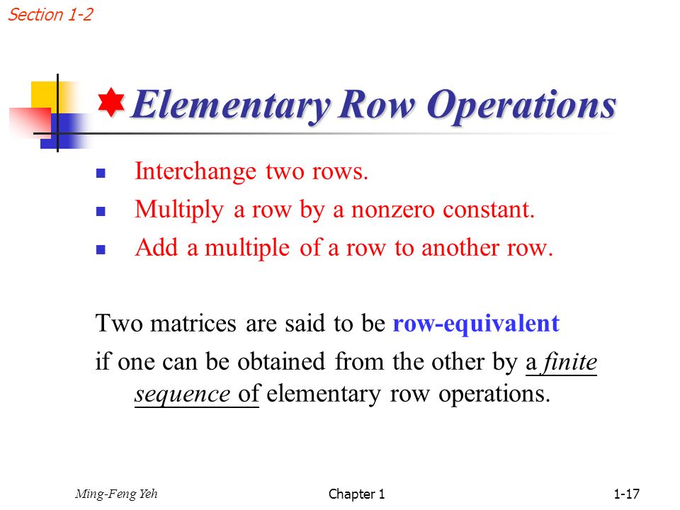 Elementary Row Operations