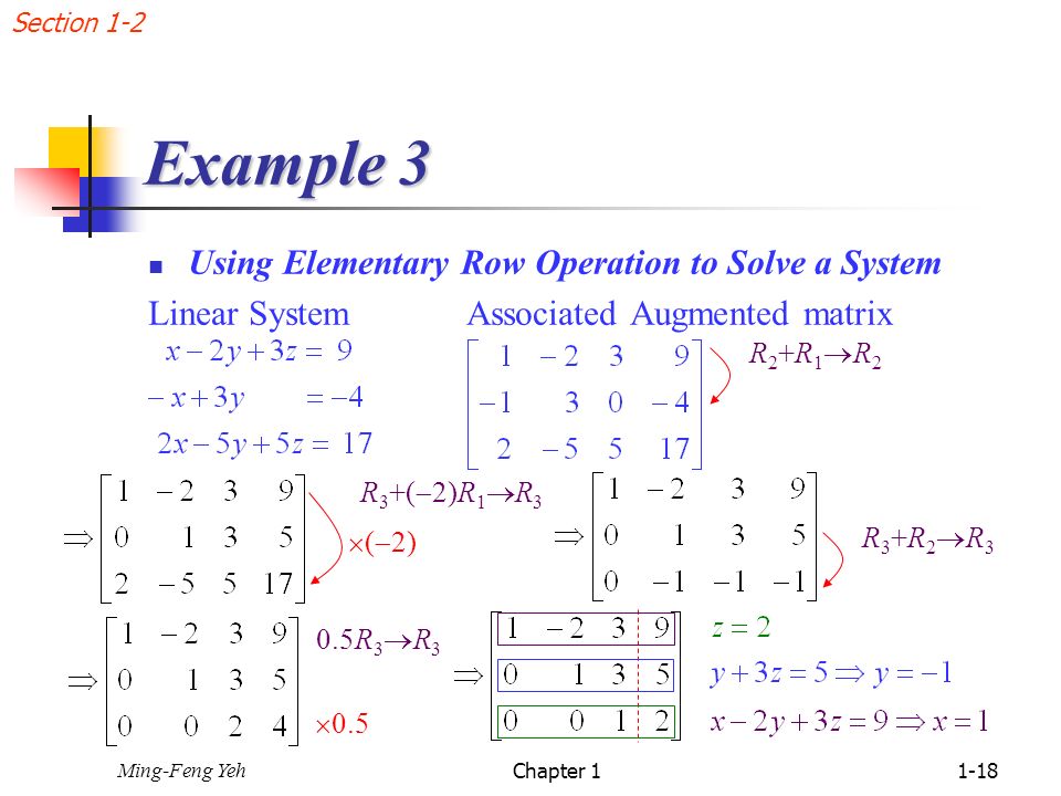 Example 3 Using Elementary Row Operation to Solve a System