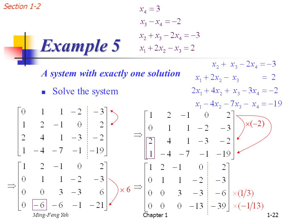 Example 5 A system with exactly one solution Solve the system (2)