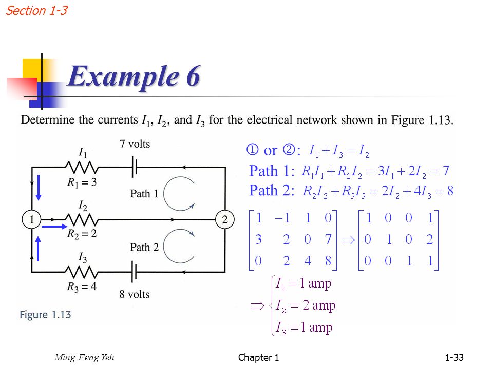 Section 1-3 Example 6  or : Path 1: Path 2: Ming-Feng Yeh Chapter 1