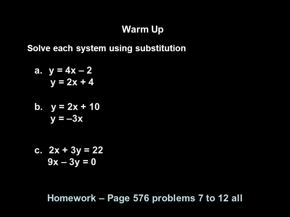 Homework – Page 576 problems 7 to 12 all