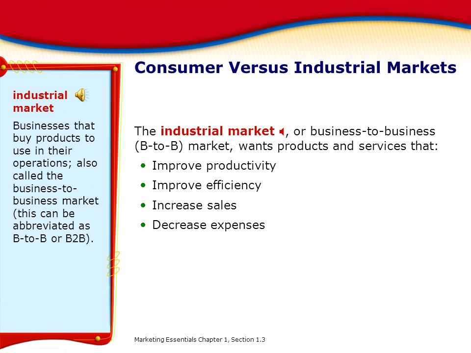 Consumer Versus Industrial Markets