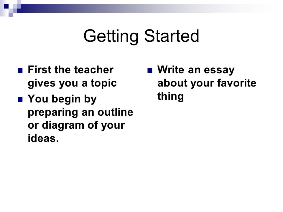 Getting Started First the teacher gives you a topic