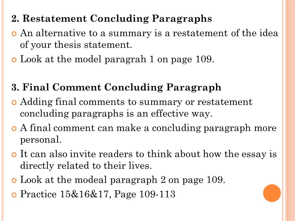 2. Restatement Concluding Paragraphs