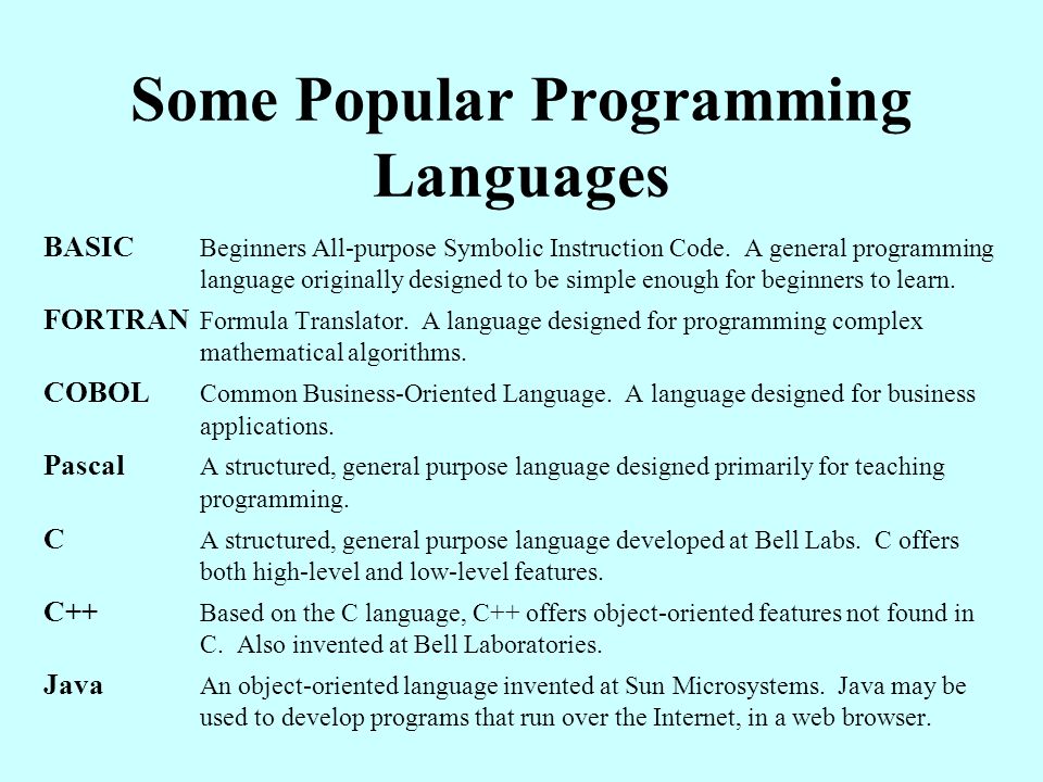 Some Popular Programming Languages