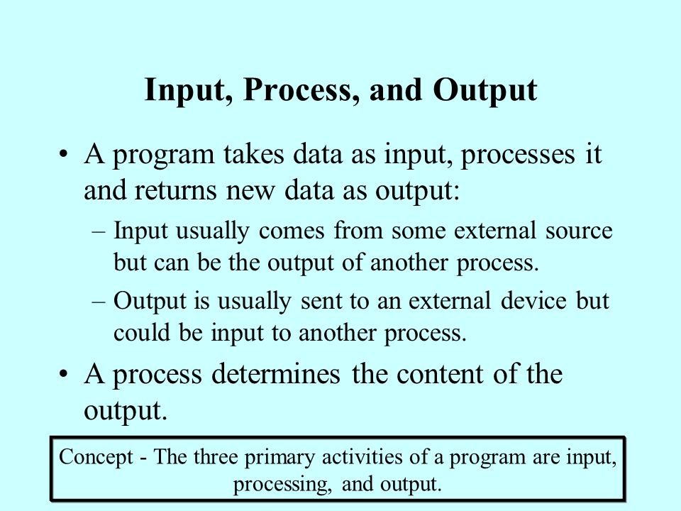 Input, Process, and Output