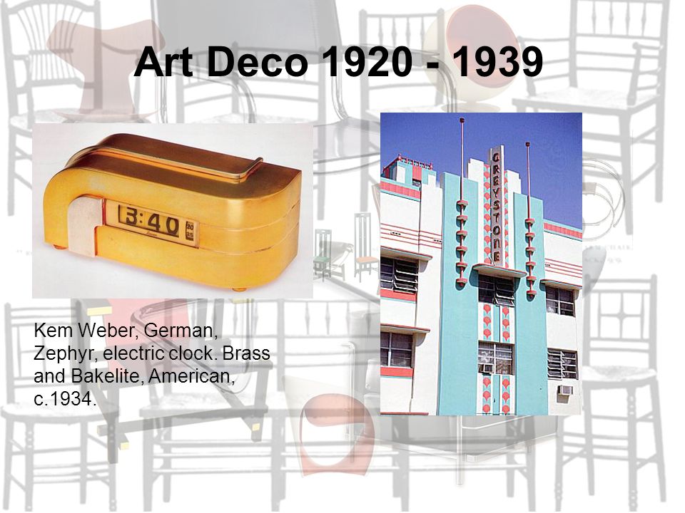 Art Deco Kem Weber, German, Zephyr, electric clock.