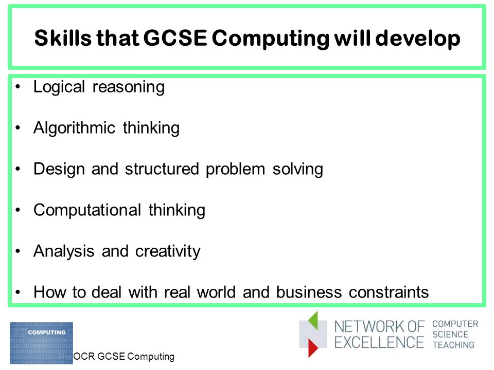 Skills that GCSE Computing will develop