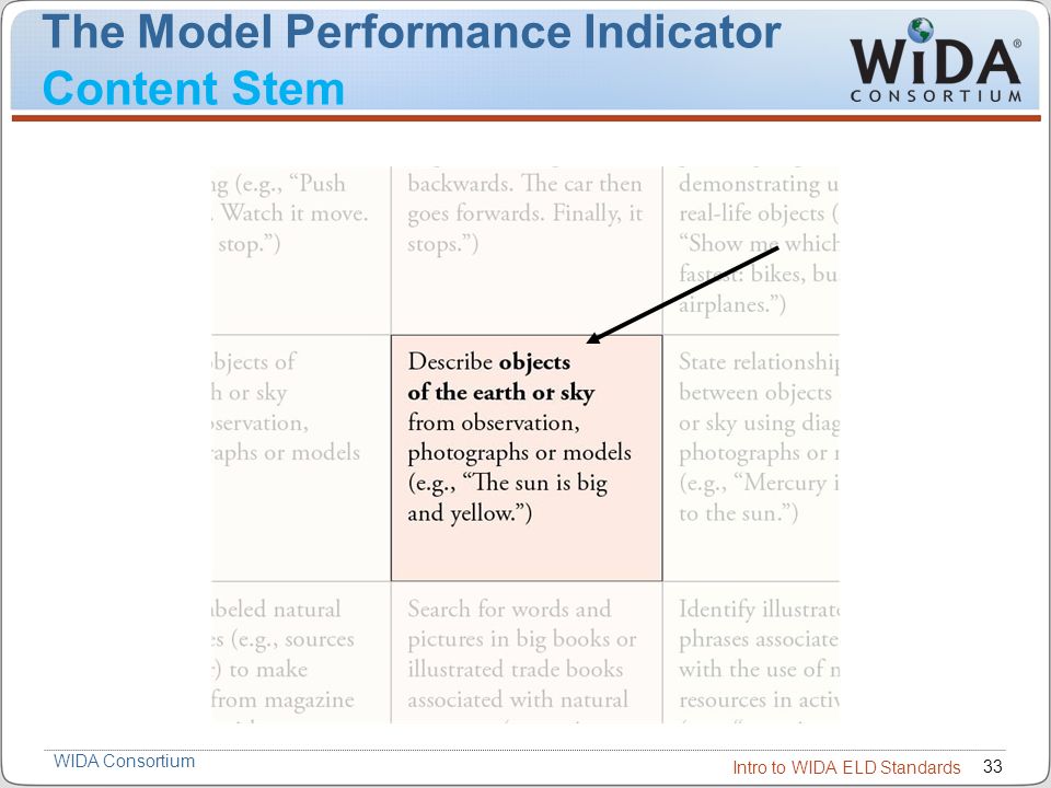 The Model Performance Indicator Content Stem