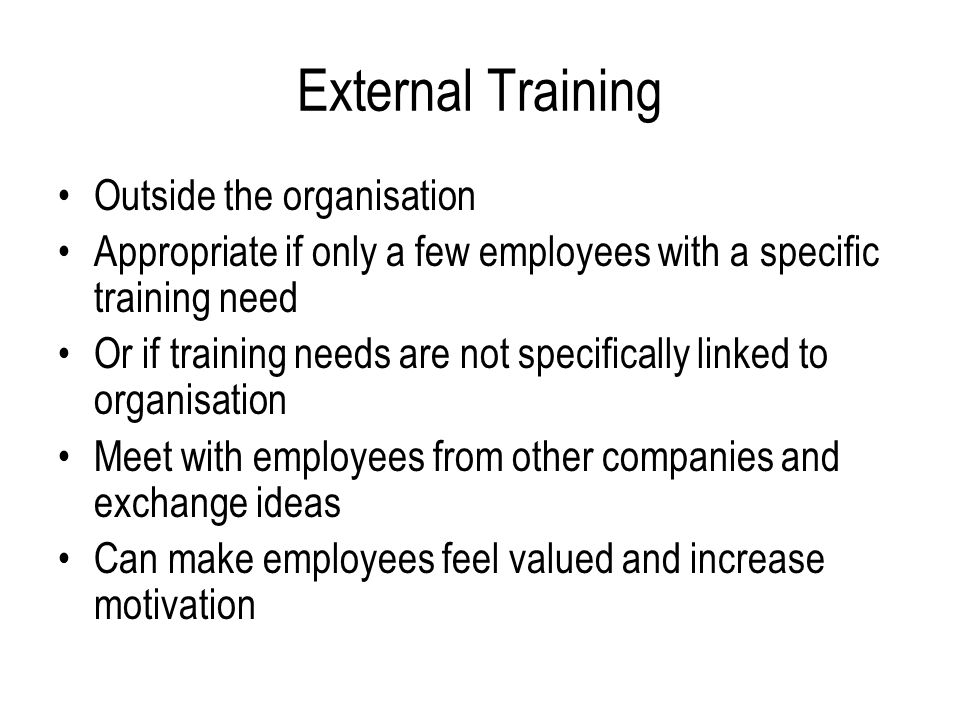 External Training Outside the organisation