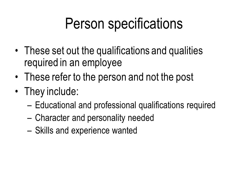 Person specifications