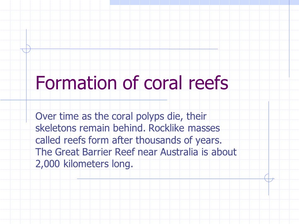 Formation of coral reefs