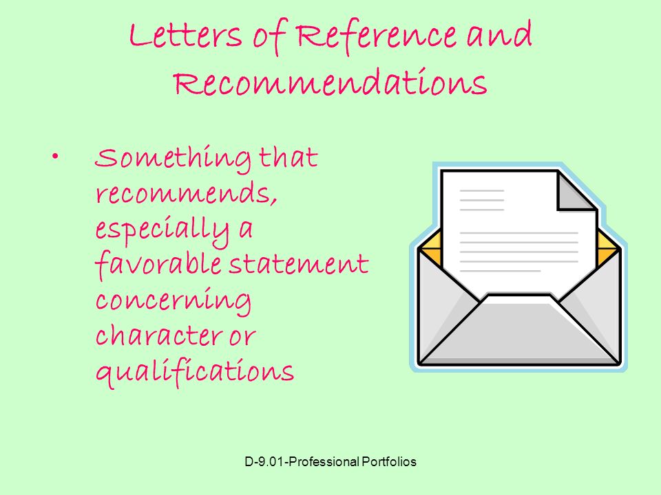 Letters of Reference and Recommendations