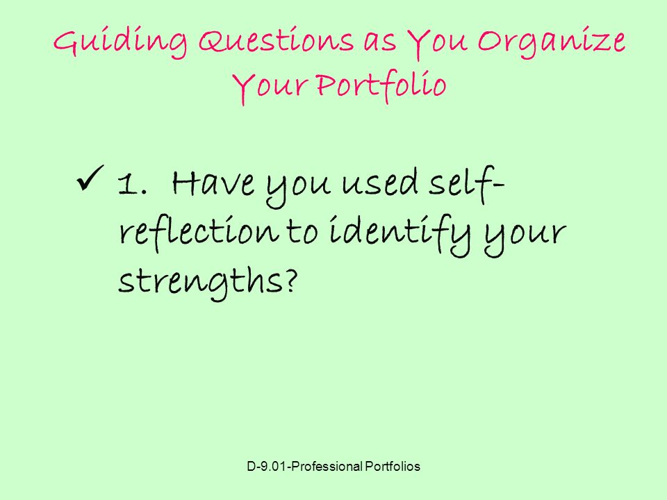 Guiding Questions as You Organize Your Portfolio