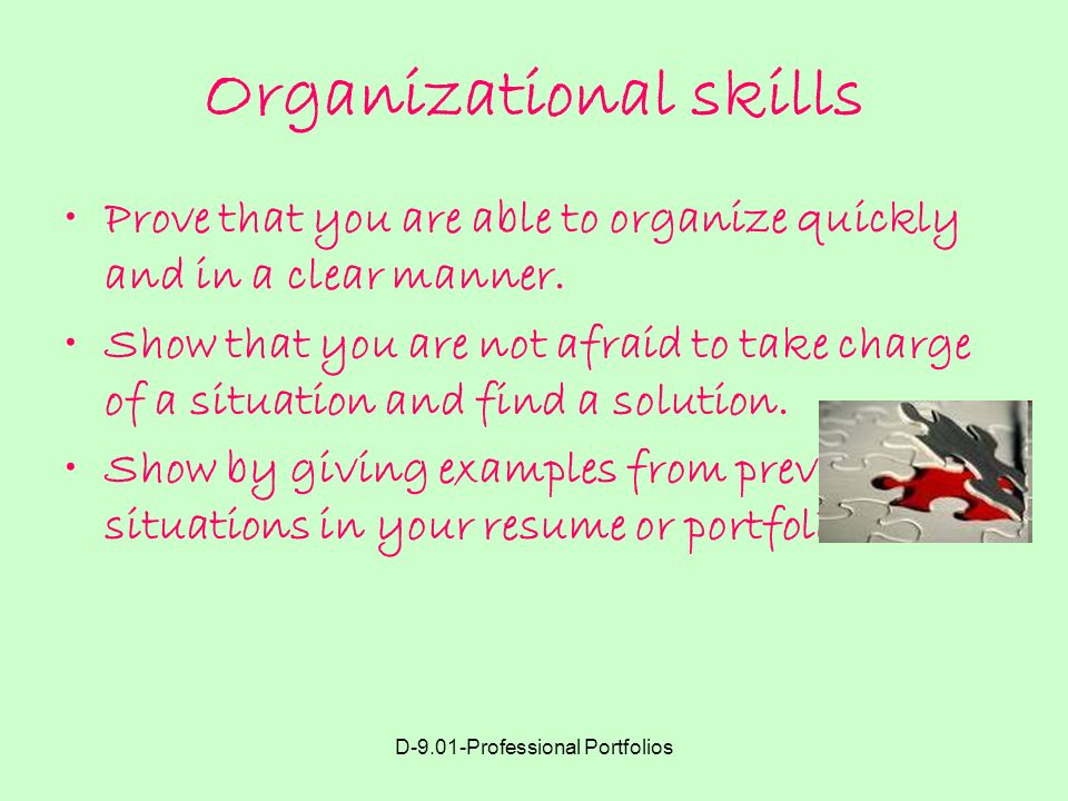 Organizational skills
