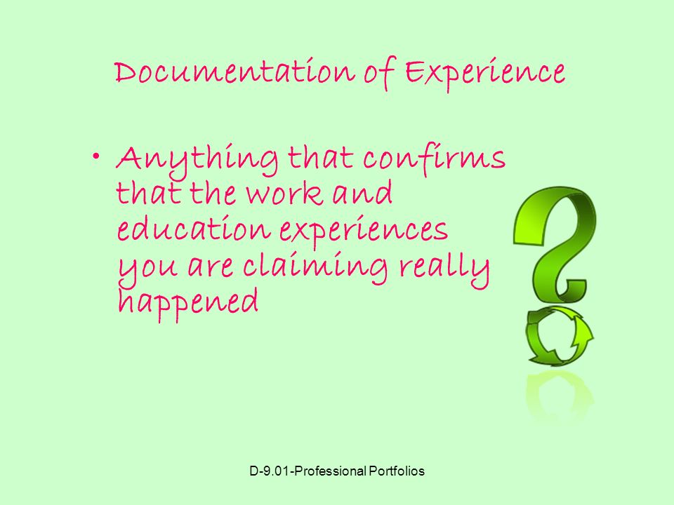 Documentation of Experience