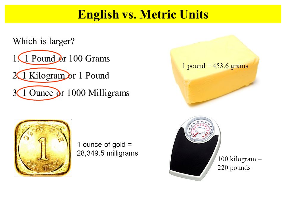 English vs. Metric Units