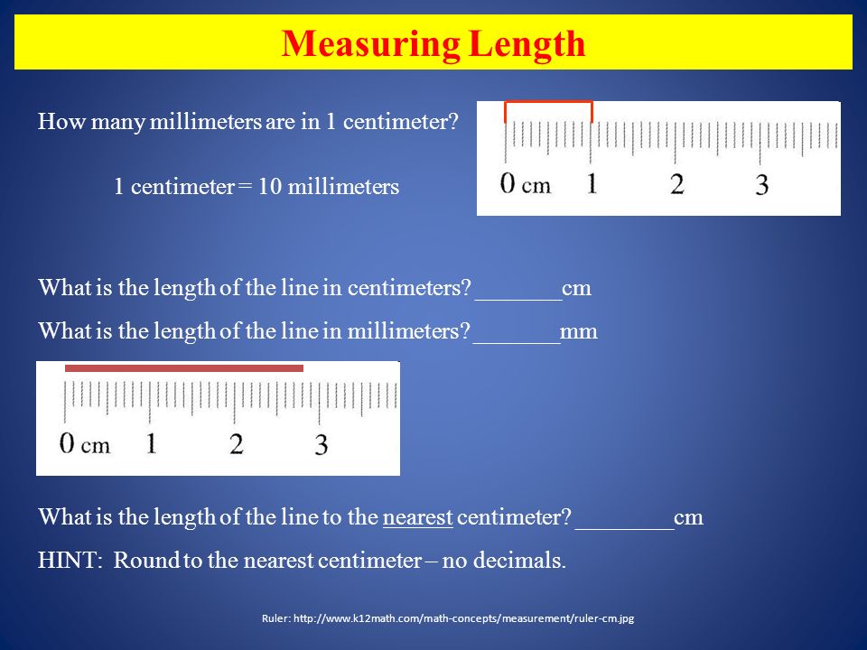 Measuring Length How many millimeters are in 1 centimeter