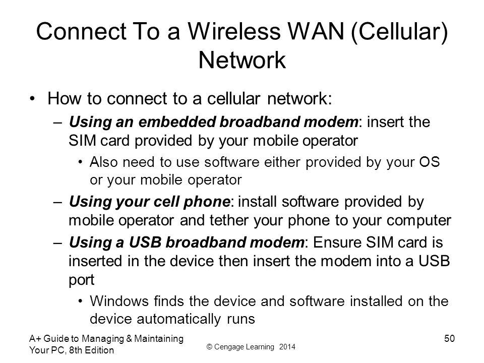Connect To a Wireless WAN (Cellular) Network