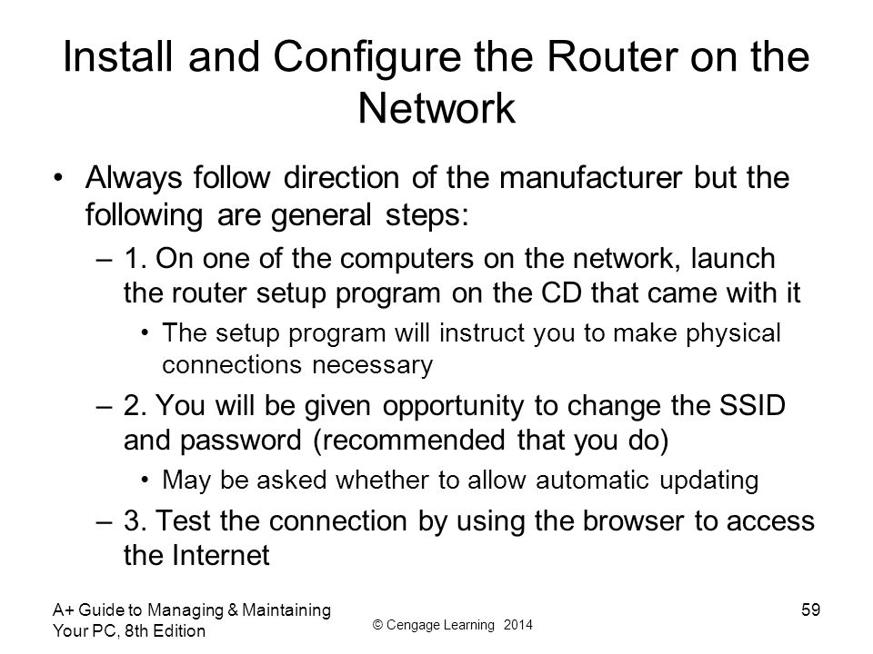 Install and Configure the Router on the Network