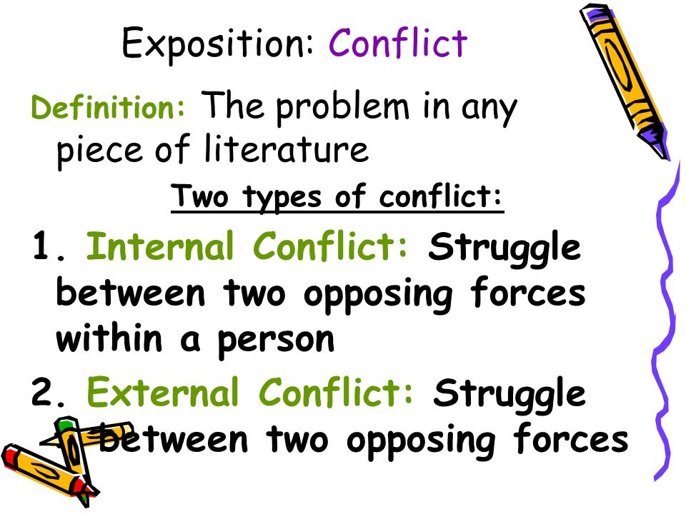 2. External Conflict: Struggle between two opposing forces