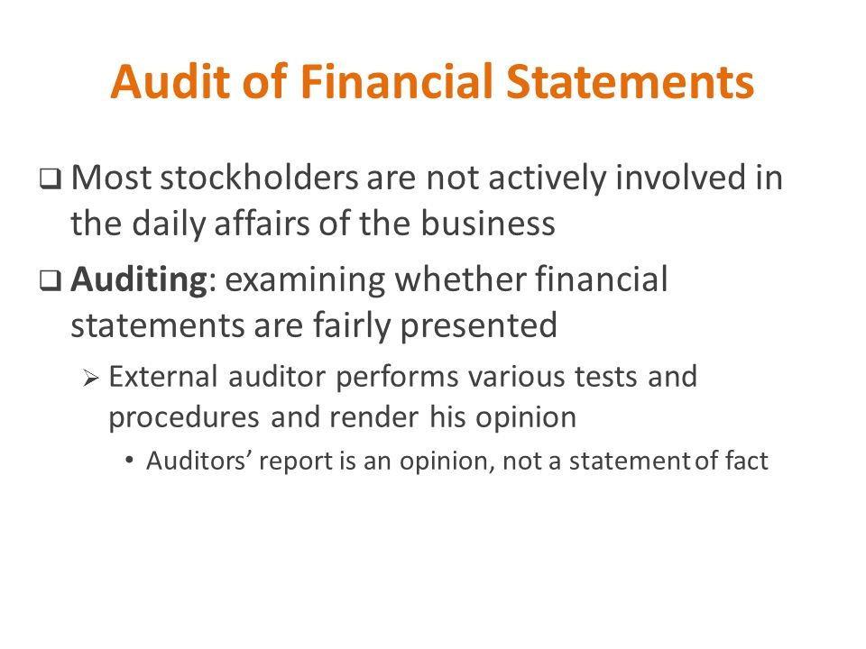 Audit of Financial Statements